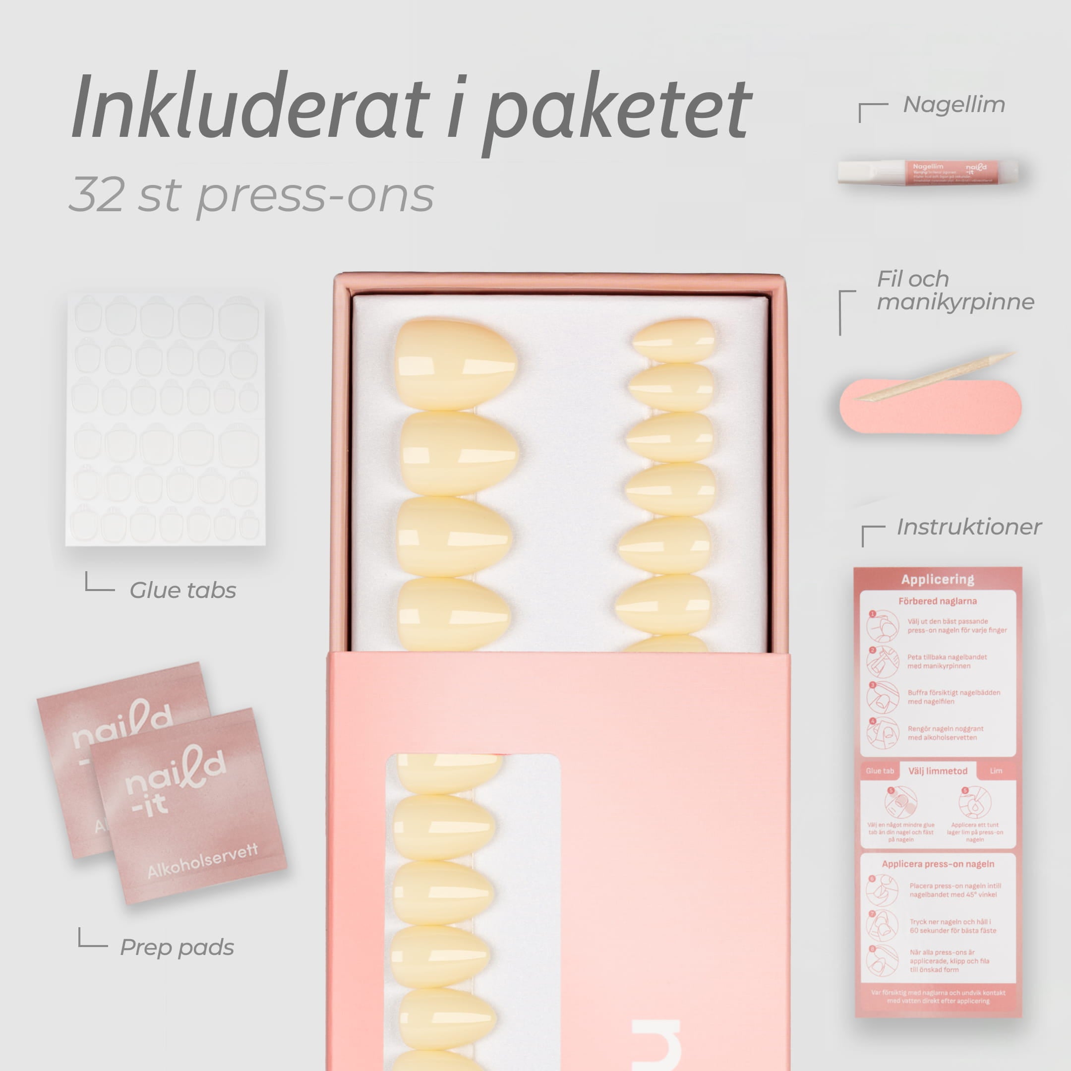 Nyhet! Butter Almond Short – korta press-on naglar | Naild-it