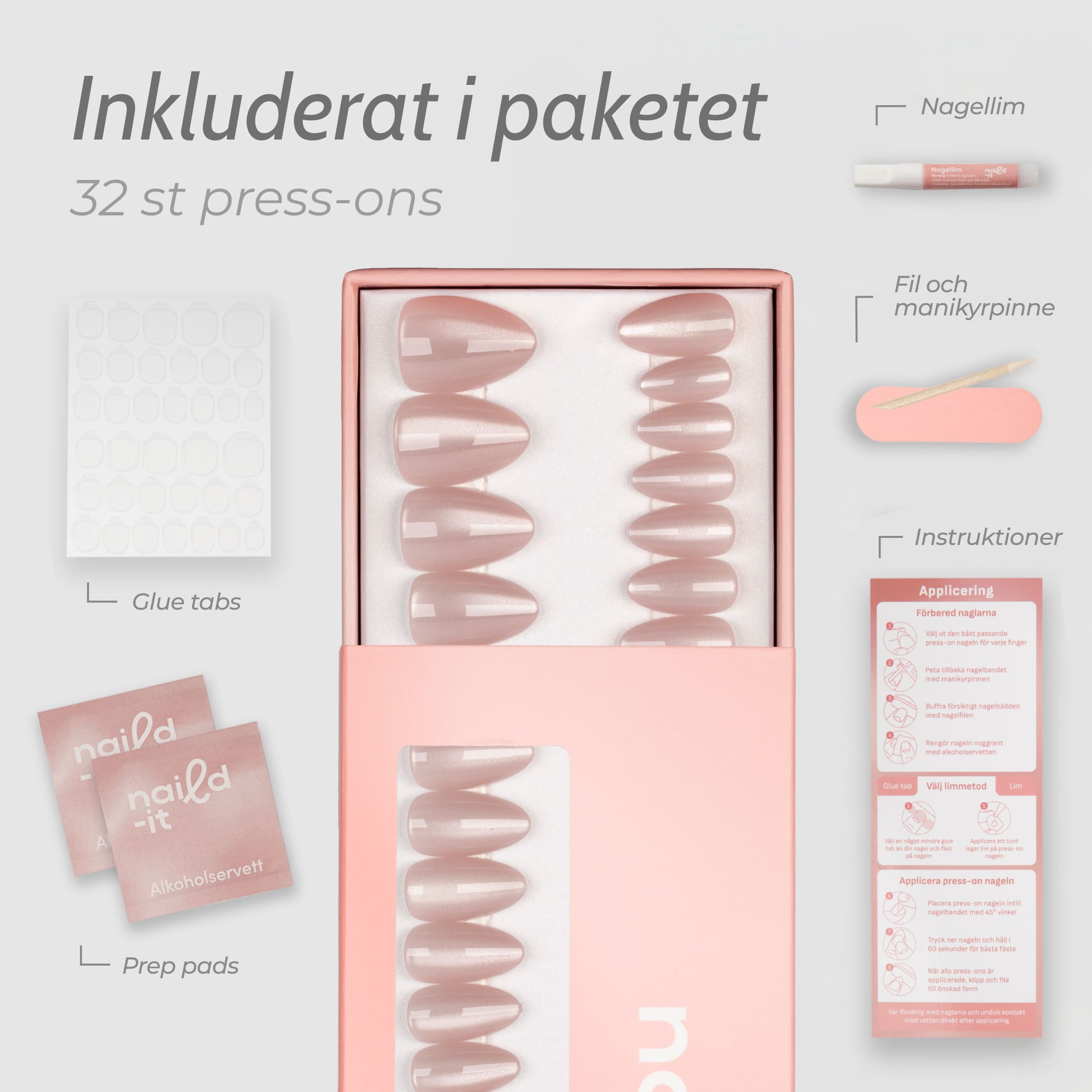 Cat Eye London Fog Almond är skimrande press-ons med cat eye-effekt i vår klassiska almond-form.