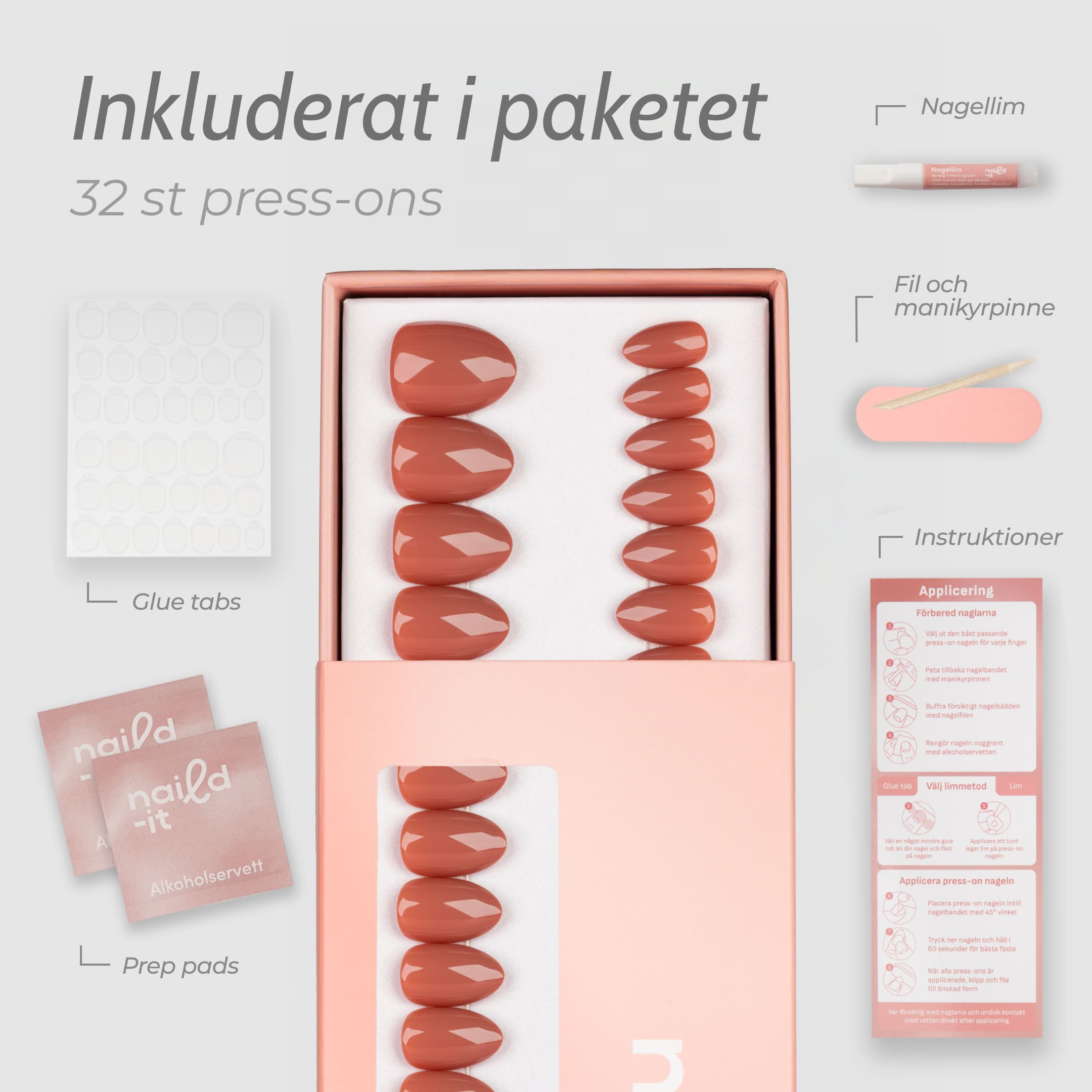 Cinnamon Almond Short är en kort press-on i vår populära almond short-form.