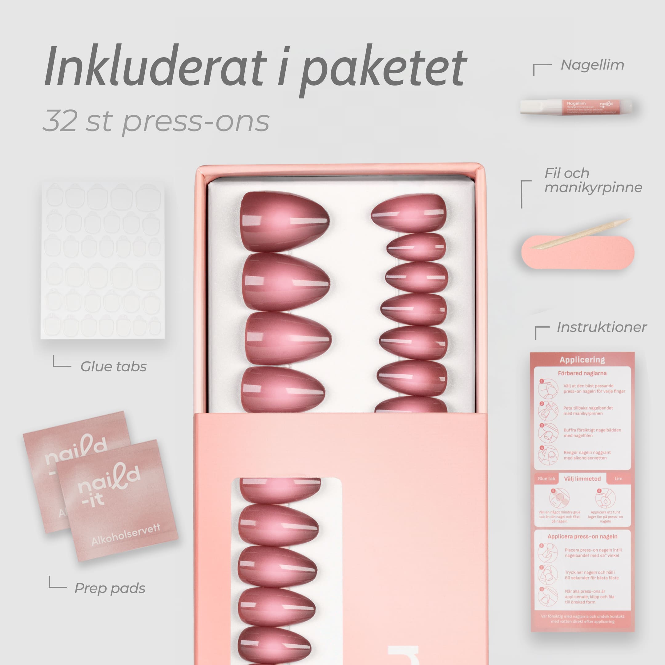 Cosmic Aura Almond press-on lösnaglar i almondform med mjuk aura-effekt och skimrande finish