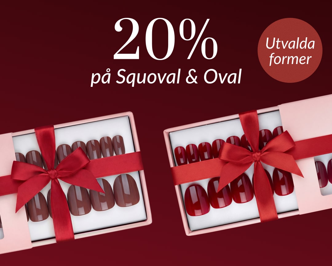Julkampanj 20% rabatt på press-ons i formerna Squoval och Oval
