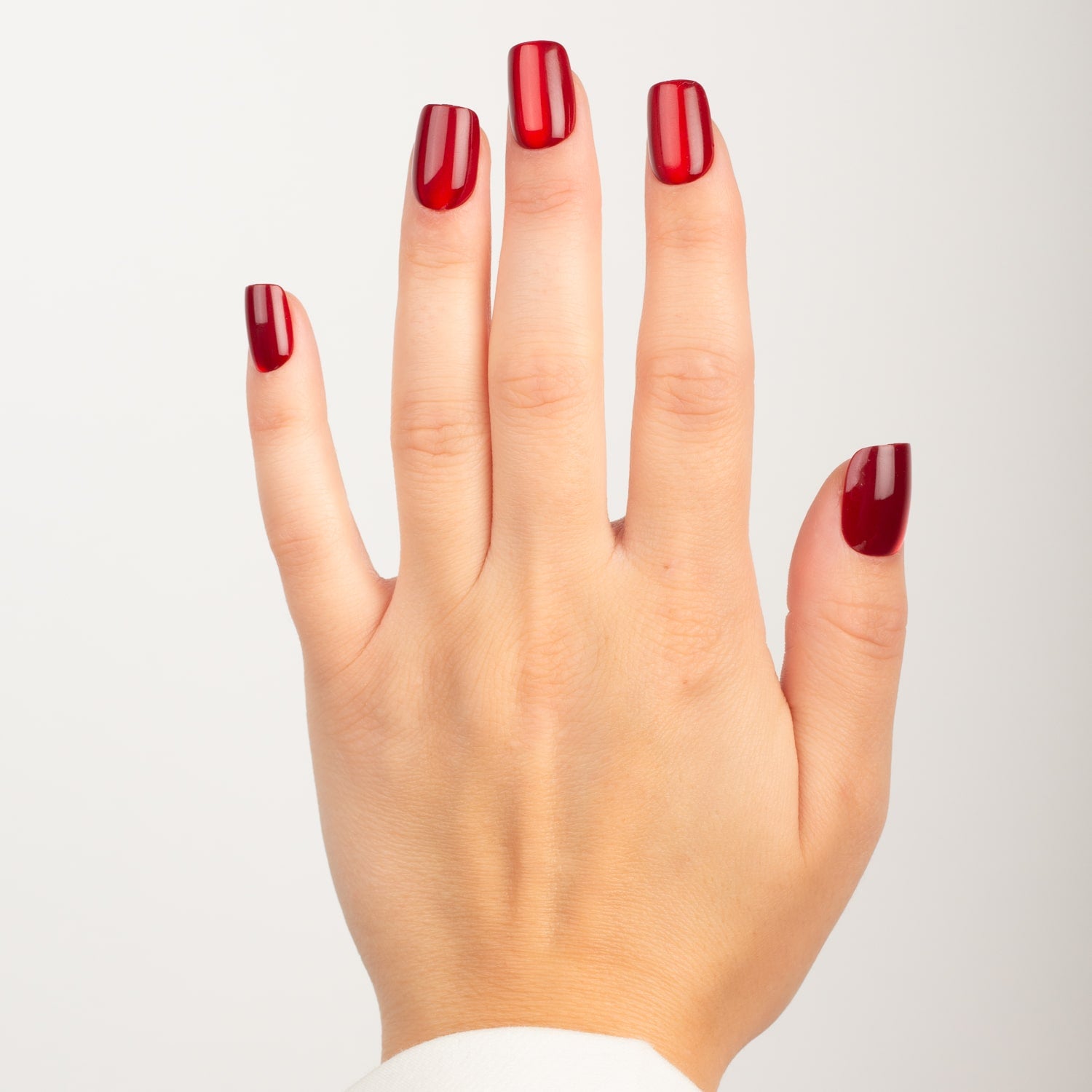 Love Bite Square press-on naglar i djup röd nyans med cat eye-effekt i rak square-form