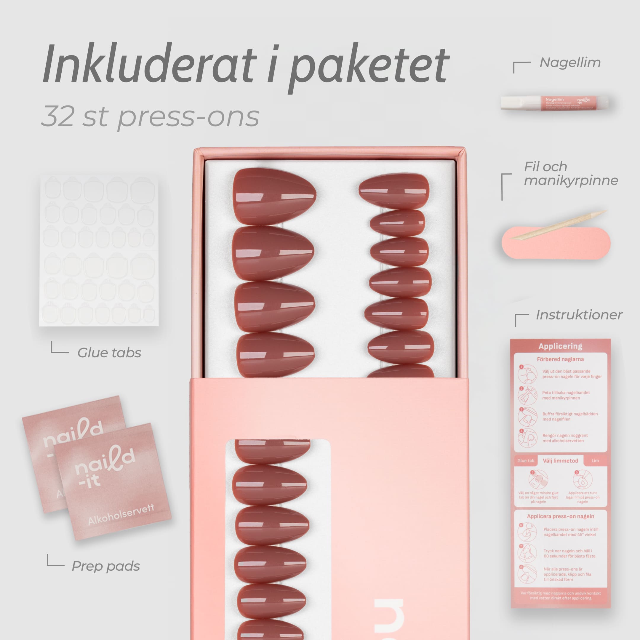 Mocha Melt Almond Naild-it press-on naglar almond stockholm i färgen brun