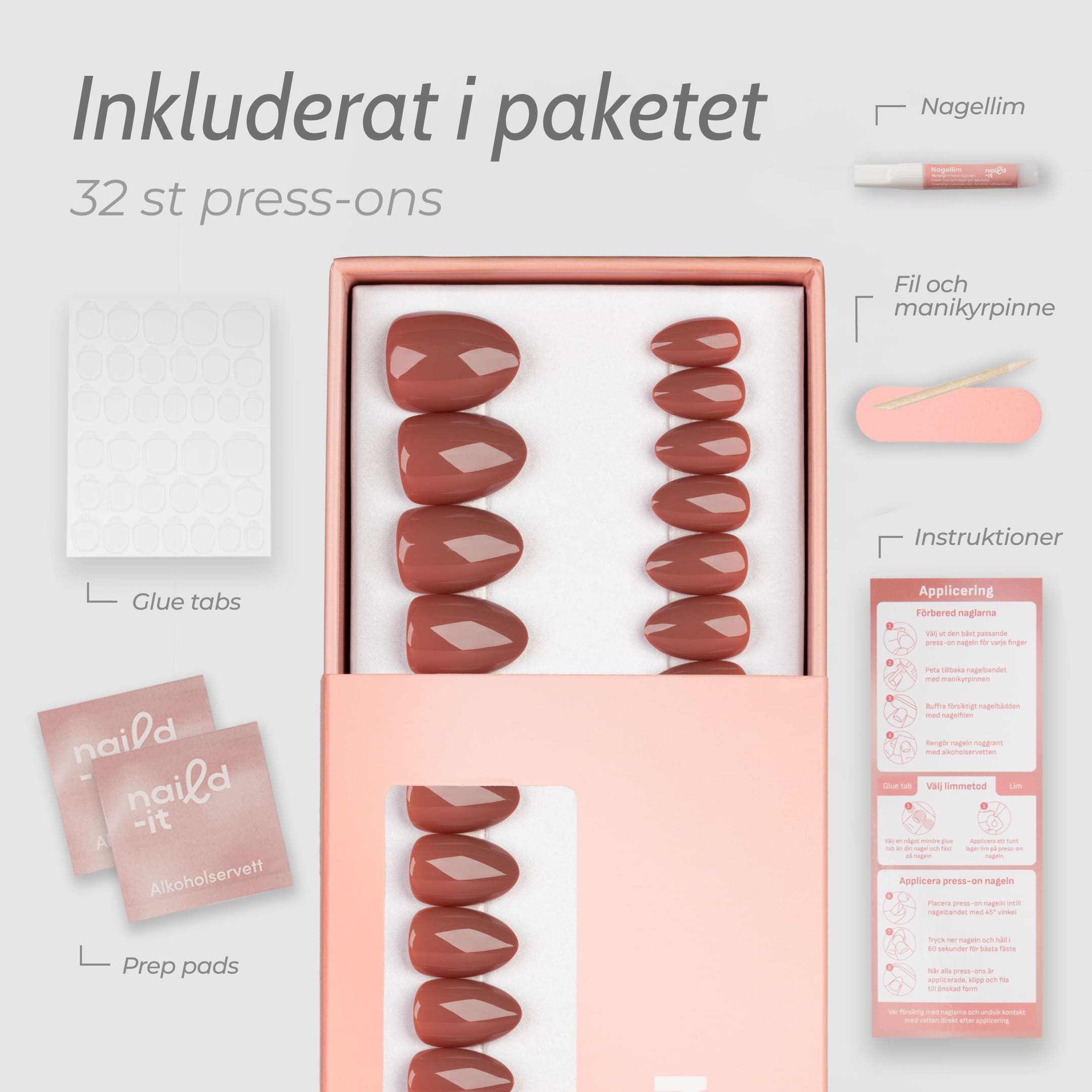 Mocha Melt Almond Short är en kort press-on i vår populära almond short-form.