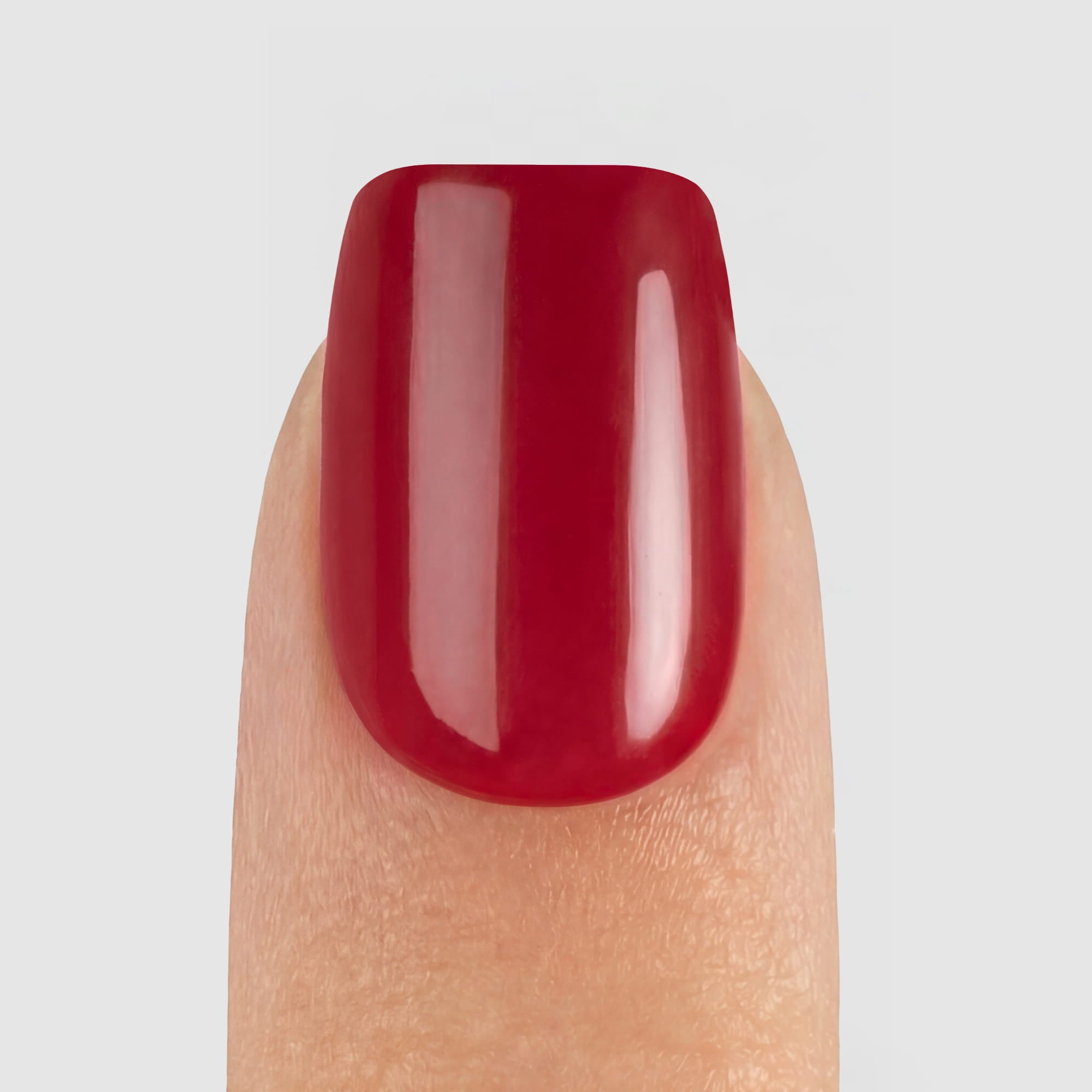 Red Velvet Square press-on naglar i djup röd nyans med spegelblank finish i rak square-form