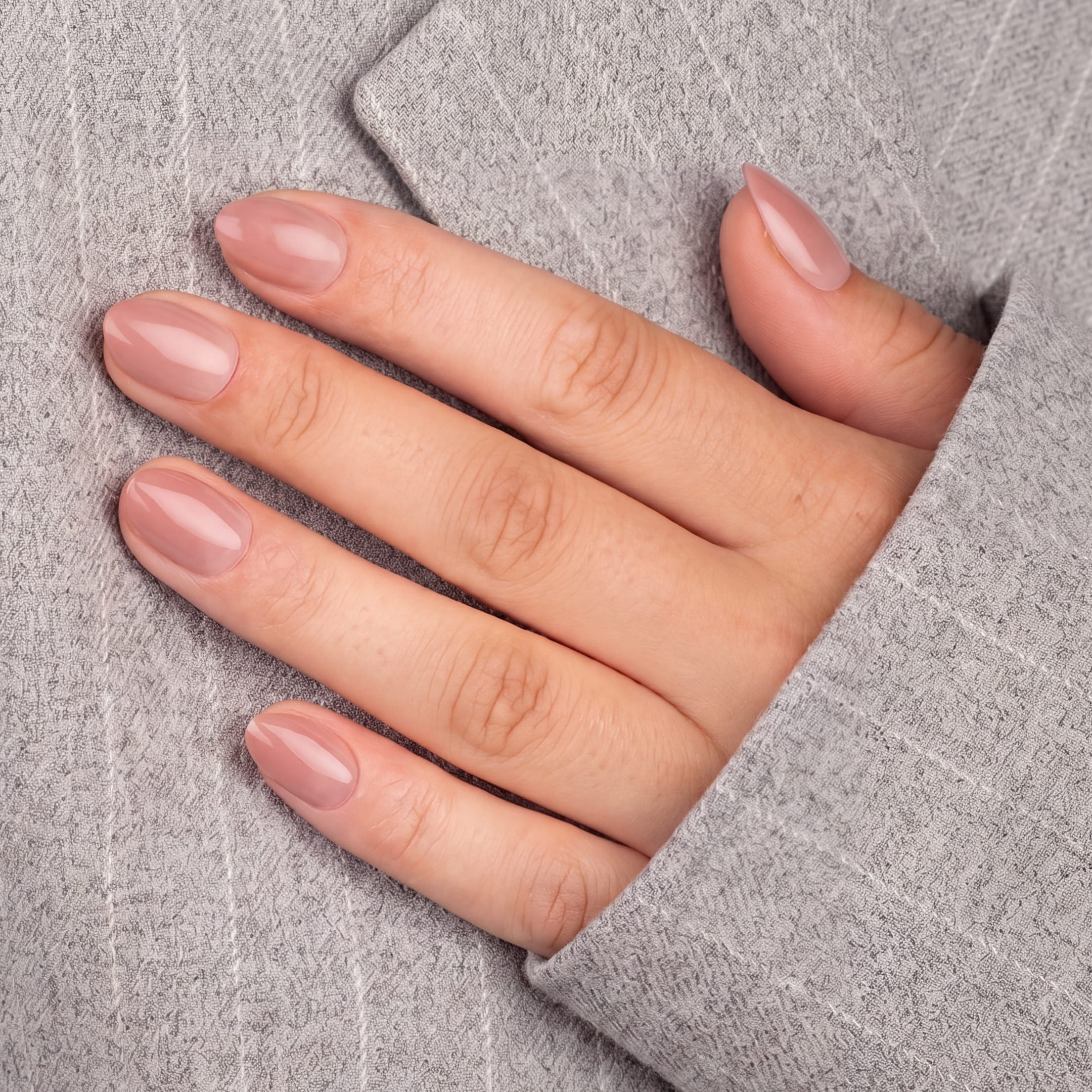 Nude Ombre Almond Short är våra senaste press-on naglar i en kortare och mer vardagsvänlig almond-form.