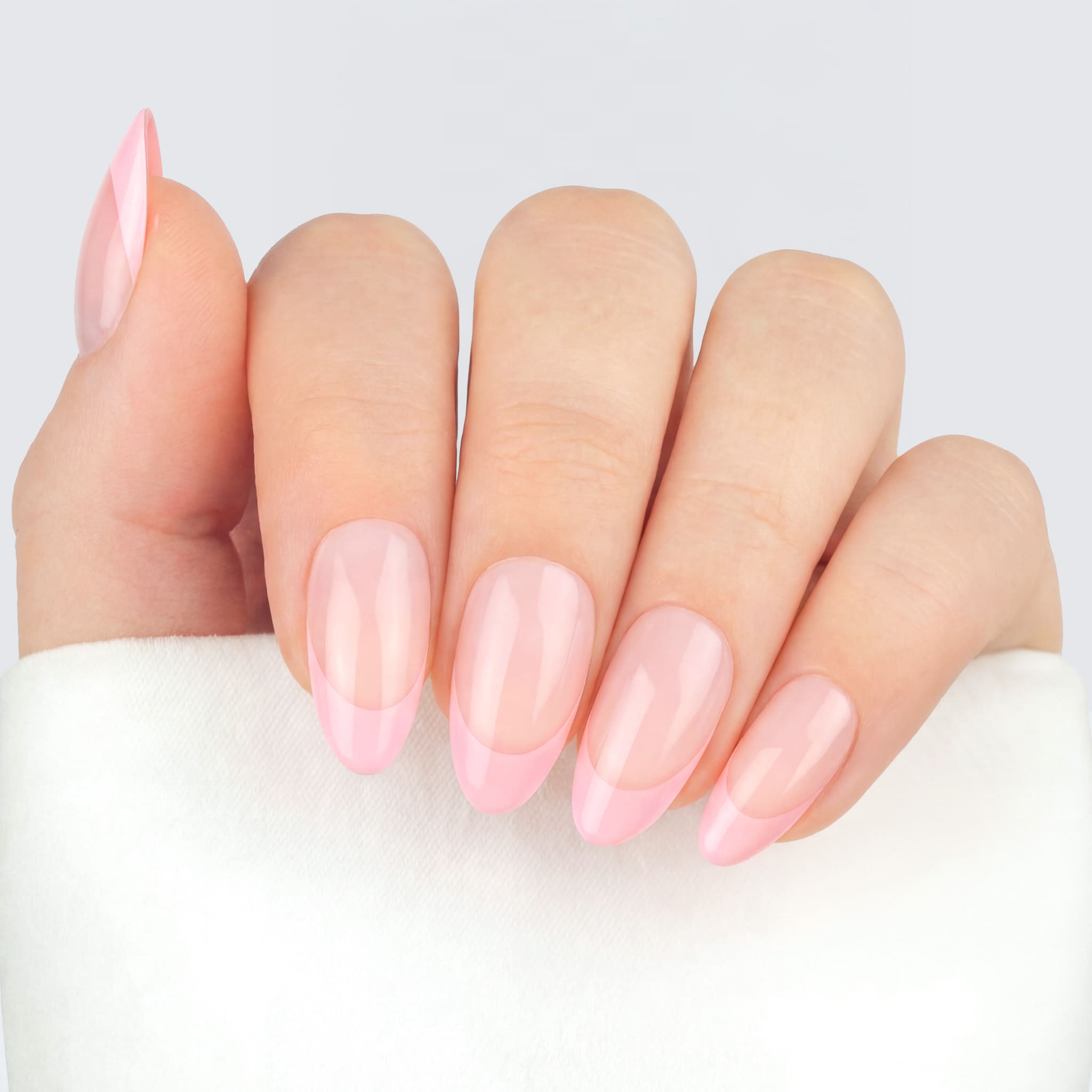 Pink French Tip Almond rosa fransk manikyr Soft Gel Press-on naglar Naild-it