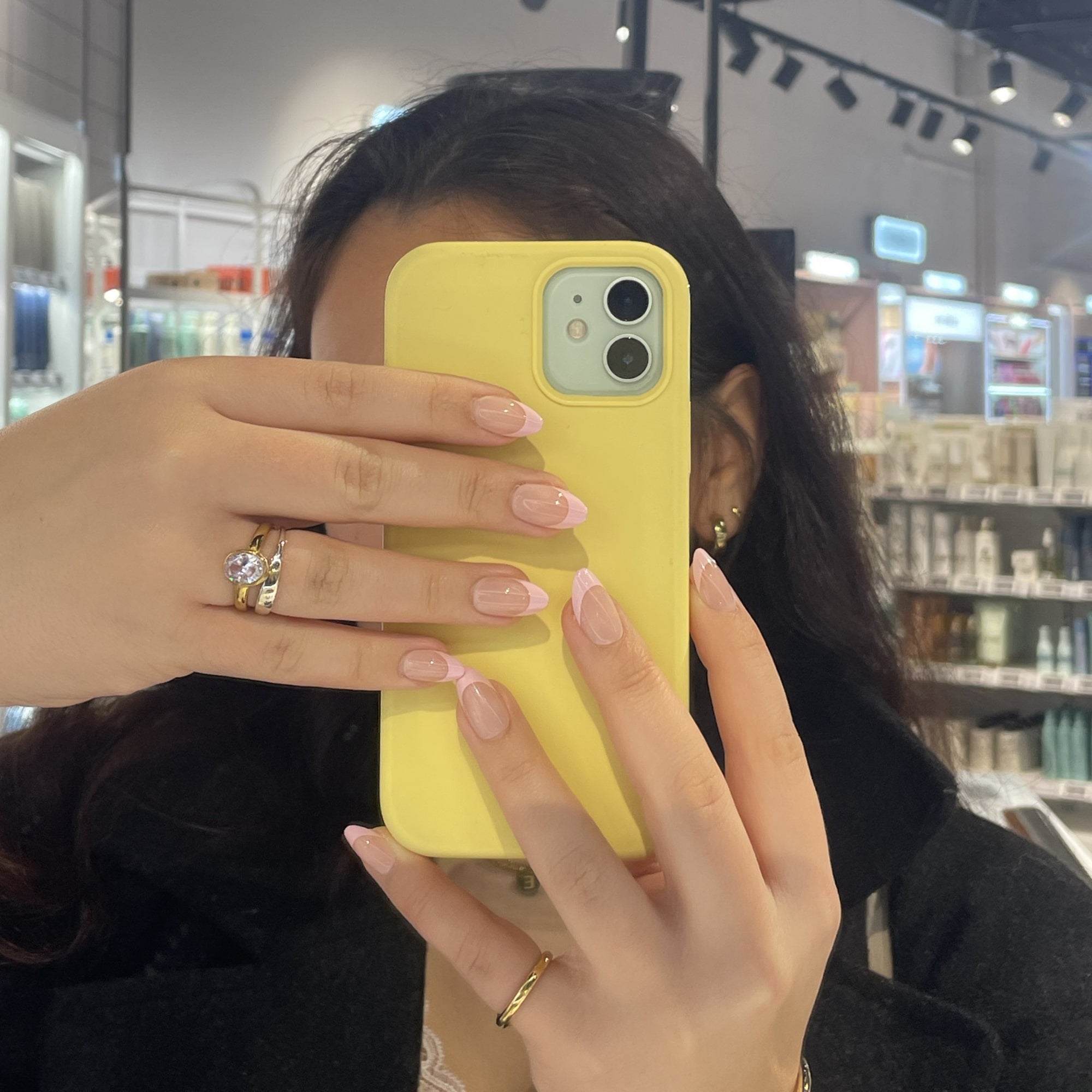 Pink French Tip Almond rosa fransk manikyr Soft Gel Press-on naglar Naild-it