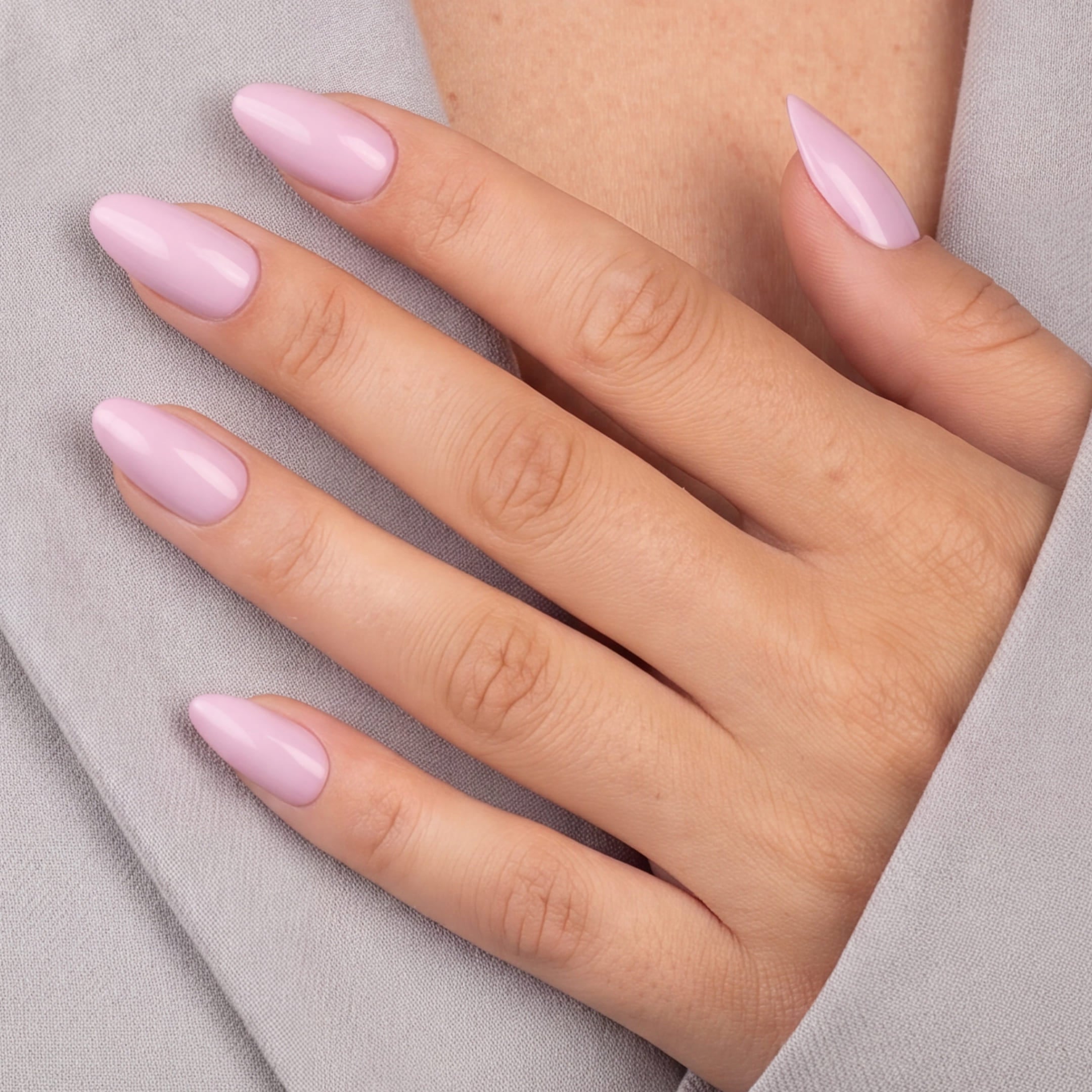 Rose Petal Almond är press-on naglar i en mjuk rosaton med högblank, gel-liknande finish. Den romantiska färgen är inspirerad av nyutslagna rosenblad och ger ett elegant, feminint uttryck som aldrig går ur stil.