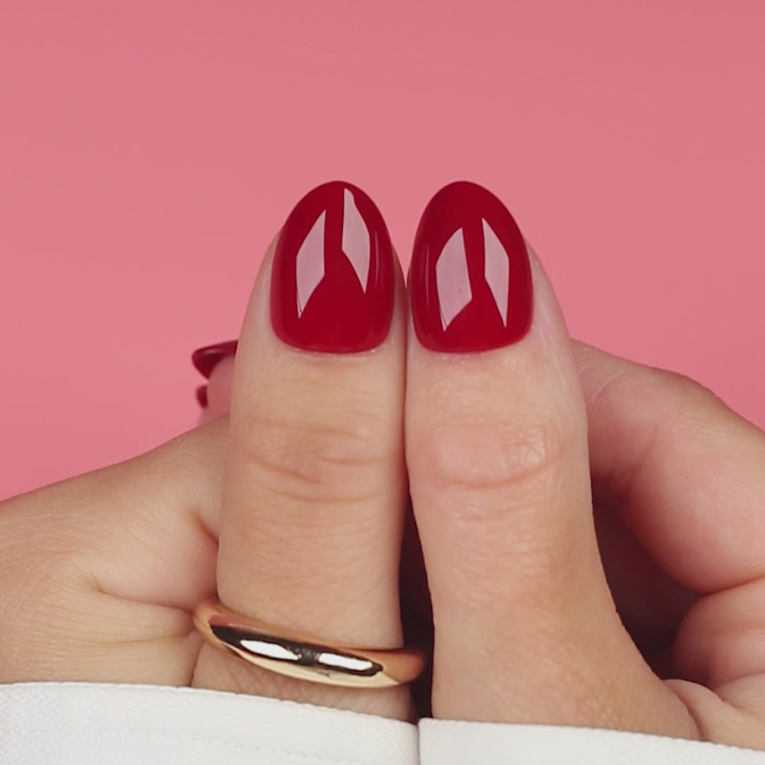Red Velvet röda Almond Short korta Naild-it press-on lösnaglar med lim och glue tabs